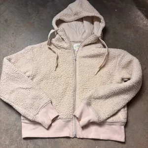 Aerie Offline Coat Womens Small CreamSherpa lined Teddy Bear Hoodie Jacket thumbnail 1
