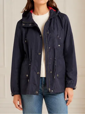 LRL Lauren Ralph Lauren Jacket Medium Navy Red Hooded Lined Nautical Windbreaker thumbnail 1