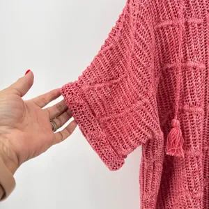 NWT Natural Reflections Peach Blossom Pink‎ Cotton Hooded Knit Sweater Large thumbnail 2