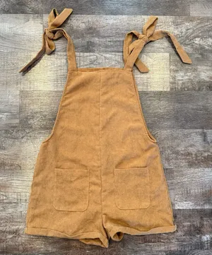 SHEIN Corduroy Tan Short Overalls/Romper Summer Boho Whimsy Lightweight XS thumbnail 1