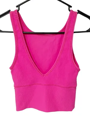 Lululemon Pink Power Pivot Ribbed Deep‎ V Tank Top thumbnail 1