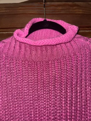 Women's Chunky Cowl Neck Sweater Vest in Bright Pink thumbnail 2