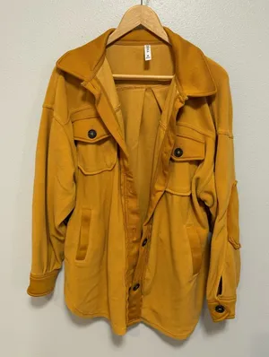 Zenana Mustard Shacket Fleece Button-Up Jacket – Style QJ-4003D4 – Size Medium thumbnail 1