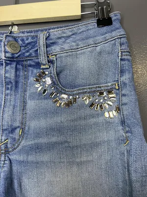 American Eagle Outfitters Rhinestone Shorts Womens 6 Blue Denim Cutoff Stretch thumbnail 2