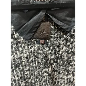 Joie Bouclé Wool Blend Long Cardigan Coat Gray White Size Small thumbnail 6