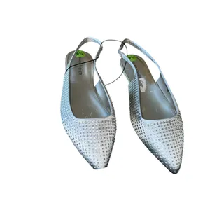 NEW Marc Fisher Silver Studded Rhinestone SlingBack Flat SZ-9.5 thumbnail 6