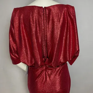 Eliza J Cocktail Dress Capelet Sleeve NWT Ruched‎ Sparkly Red Draped Back Size 8 thumbnail 9