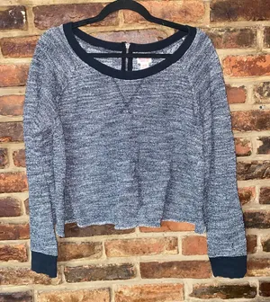 Mossimo Supply Co Black White Knit Back-Zip Sweatshirt Women's Size XL thumbnail 1