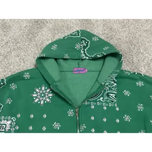 Edikted Green Bandana Paisley Print Zip Up Oversized Hoodie Size XS/S thumbnail 4
