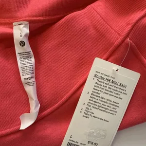 Lululemon Scuba HR Mini Skirt Pink Glaze Coral Large L New NWT LW8ALSS RARE HTF thumbnail 4