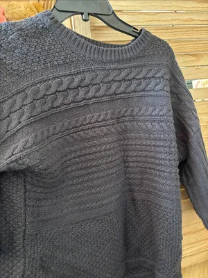 dressbarn Ladies Charcoal Cable Knit Crewneck Sweater Elbow Sleeves Small thumbnail 2