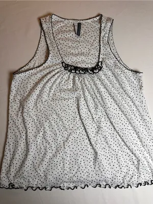 Jaclyn Intimates Polka Dot Romper Pajama Set White Black Size Large Y2K Style thumbnail 5
