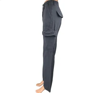 Zara Women's Gray Straight Wide Leg High Rise Cargo Trousers Denim Jeans Pants 2 thumbnail 2
