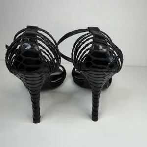 Kelly & Katie brand black‎ strappy high-heeled sandals with a textured finish. 8 thumbnail 3