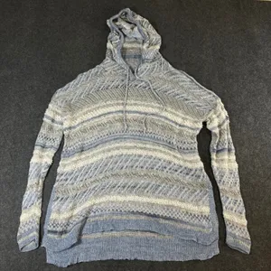 Abercrombie & Fitch Blue Striped Knit Hoodie Sweater XS/S Boho Pullover thumbnail 1