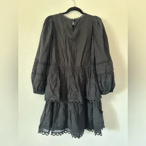 Farm Rio Pintuck & Lace Detail Long Sleeve Cotton Minidress sz M thumbnail 10