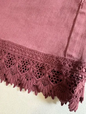 Altar'd State Maroon shorts with boho fringe thumbnail 3