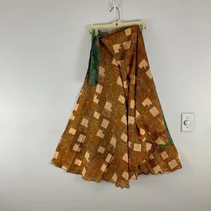 Reversible Maxi Wrap Skirt BINS705 Green thumbnail 2