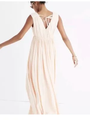 Madewell NWT Women's Magnolia‎ Tie-Back Maxi Dress in Peach Size Medium thumbnail 2