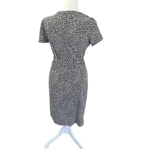 DVF Julian Two Wrap Dress Black White Cotton Silk Size 4 thumbnail 6
