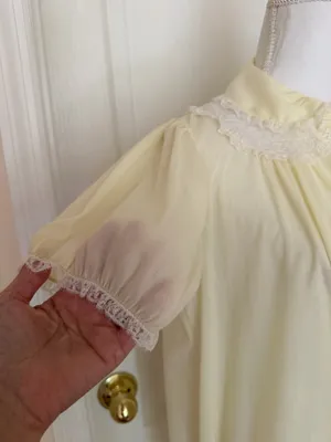 Charmore Vtg by Sears, Roebuck & Co. Pale Yellow Sheer Nightgown, Sz 40-42 thumbnail 6