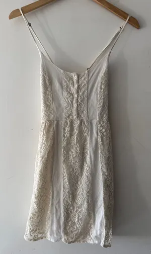 Abercrombie & Fitch Y2K White Cream Lace Babydoll‎ Dress thumbnail 1