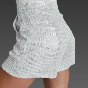NWT Silver Sequin Women's High Rise Shorts‎ thumbnail 3