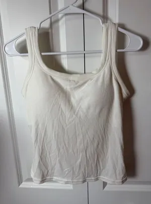 Tank Top L White Ribbed Size L thumbnail 1