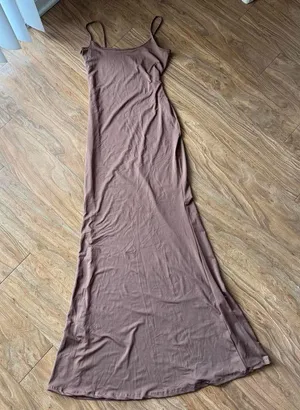 Elegant Brown Maxi Dress Size L thumbnail 1