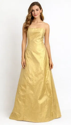 VTG Jessica McClintock Gunne Sax Gold Metallic Strapless Dress Gown Sz 9/10 thumbnail 1