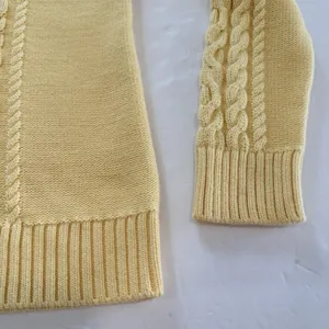 LL Bean Yellow Double L Mixed Cable Cotton Crew Neck Pullover Sweater Size LARGE thumbnail 5