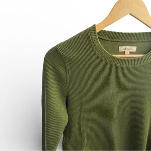 Madewell Womens Jacquard Elwood Knot Front Ribbed Top In Green thumbnail 7