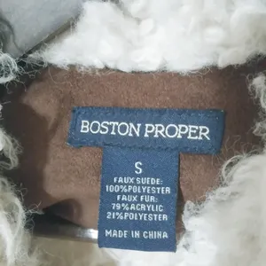 Boston Proper S Brown Shearling Toggle Boho Waist Jacket thumbnail 4