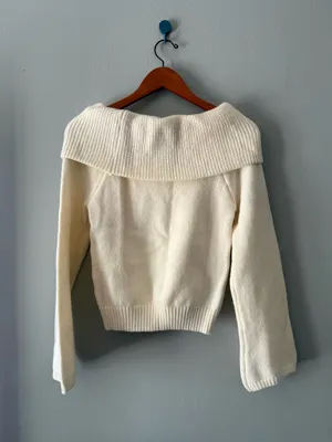 SheIn Off Shoulder Fold Over Sweater thumbnail 2