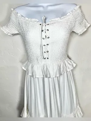 Beivy Off-Shoulder White Ruffle Maxi Dress Size Medium thumbnail 8