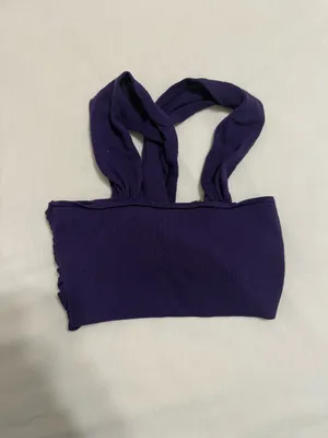 Zara Purple Twist-Front Bow Tie Crop Top thumbnail 3