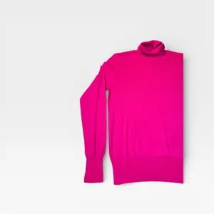 J.Crew Bright Pink Merino Wool Turtleneck Sweater Women's Medium thumbnail 3