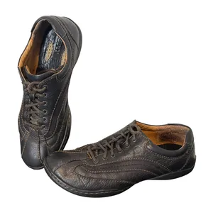 Born Leather Sneakers Womens 7.5 Black W31035 Contrast Stitch Low Top Lace Up thumbnail 1
