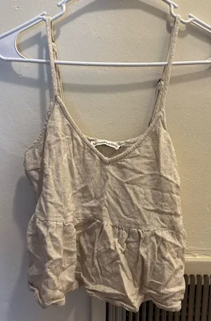Abercrombie & Fitch Cream Tan Sleeveless Crop Top thumbnail 1