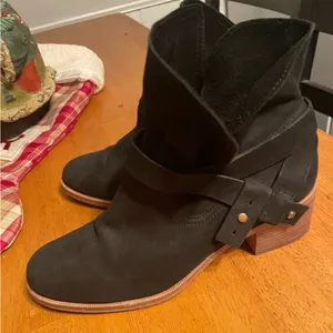 UGG Black Ankle Booties with Wooden Heel thumbnail 1