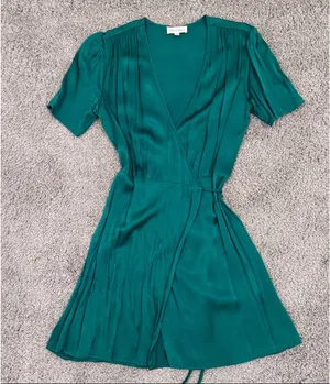 Privacy Please Emerald Green Wrap Mini Dress thumbnail 3