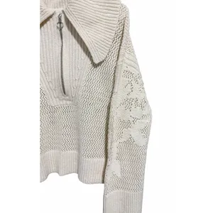 Anthropologie Daily Practice Half-Zip‎ Oversized Pullover Sweater Cream Medium thumbnail 7