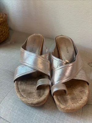Donald J. Pliner Metallic Rose Gold Cork Wedge Slide Sandals 8.5 thumbnail 3