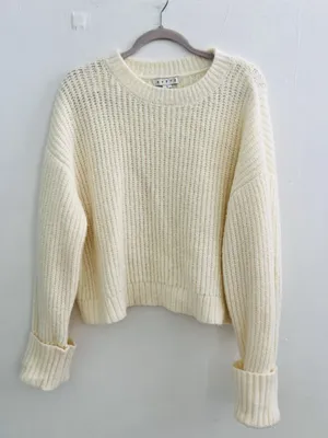 NEW HYFVE Chunky Knit Sweater Cream LARGE Women thumbnail 1