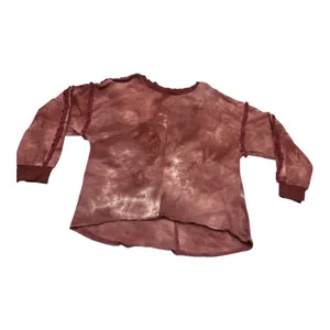 Umgee Tie Dye Distressed Frayed Hem Long Sleeve‎ Sweatshirt Top Womens M thumbnail 4