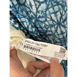 English Factory Mini Blue Dress Square Neck Size Medium Tie Front NEW thumbnail 8