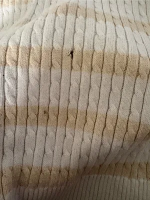 JEANNE PIERRE Cream and White Striped Cable Knit Sweater thumbnail 3