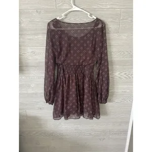 Free People Baby Dee Dress Maroon A Line Burgundy XS Retro‎ Geometric thumbnail 4