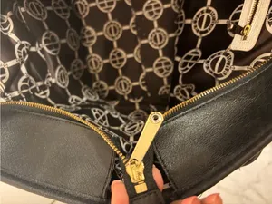henri bendel Black Leather Tote with Gold Logo Charm thumbnail 9
