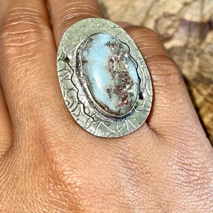 Larimar Crystal Ring Size 7 1/4 Blue thumbnail 6